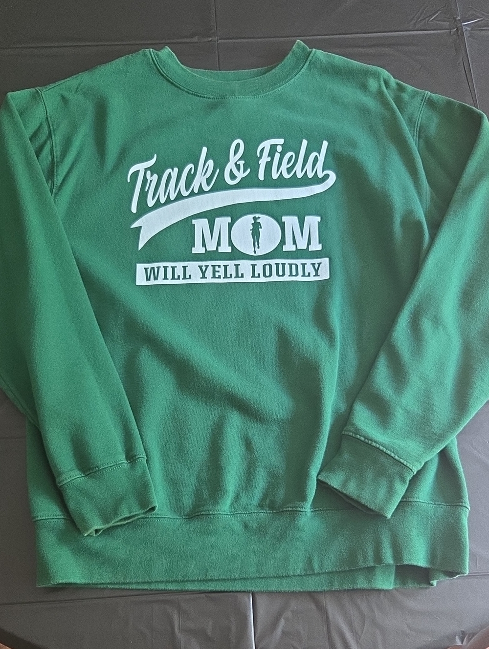 Track & Field Mom Green Graphic Crewneck Sweatshirt